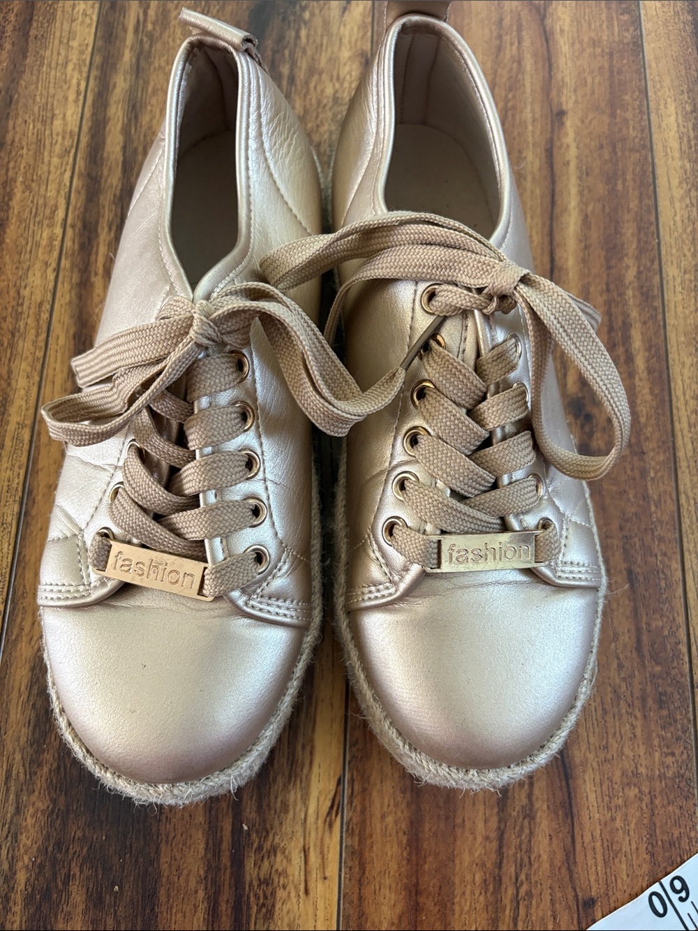 Gold Metallic Lace Up Shoe
